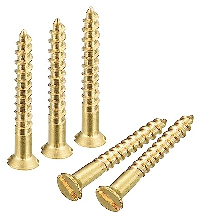 sourcing map 40Pcs Vis à Bois en Laiton M2 x 16mm Vis Autotaraudeuse | à Tête Plate, à Entraînement Fendu, Fraisée pour Meubles de Menuiserie