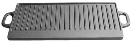 Poêle à Griller Extérieur, Plaque de Cuisson Réversible en Fonte, Plaque à Griller Ronde avec Double Poignée, Plaque de Barbecue Antiadhésive, Poêle Fonte De Camping, pour Gril, Gaz et Induction
