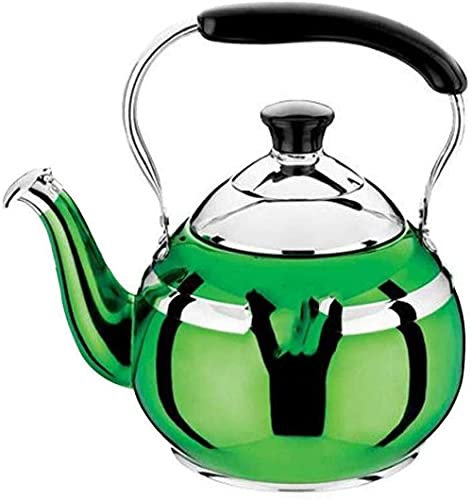 TIECHUINIUB Hervidor de gas silbante de acero inoxidable pulido con espejo tradicional retro para té, café, agua, olla de inducción de gas Mingyin, verde, 1,5 L