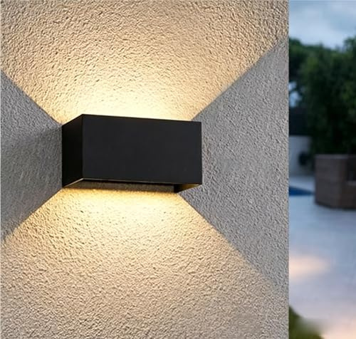 yovurond 24W LED Wandleuchte Innen & Außen, IP65 Wasserdicht, Modernes Aluminium Design Warmweißes Licht für Wohnzimmer Flur Balkon Eingang(Schwarz 3000K)