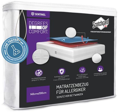 Degrees of Comfort Matratzenschoner 140x200 cm – Wasserdicht & Scotchgard Fleckenschutz – Bezug mit Reißverschluss für Matratzen bis 21 cm Höhe – Waschbar, Oeko-TEX, Hautfreundlich