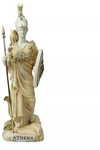 Athena Minerva Statue, griechische römische Göttin Medusa, Patina, 26,5 cm