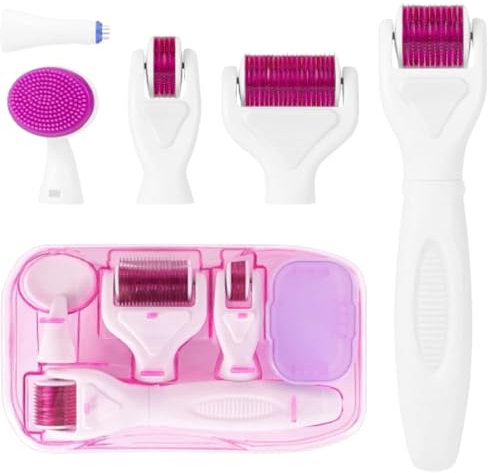 Ziyero Dermaroller 6 in 1 Derma Roller Kit Microneedling Capelli Dermaroller Viso con 0.5/1/1.5mm Micro-Ago Roller, Microneedle Rullo Viso Aghi per Antietà e Smagliature, Microaghi Viso Set
