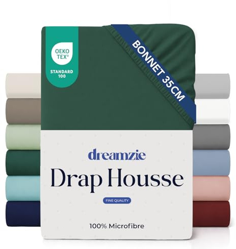 Dreamzie - Lenzuolo Sotto con Angoli 80x200cm - Altezza 35cm | Verde Petrolio · Microfibra Ultra Morbida · OEKO-TEX · Per Materassi Spessi · Lenzuola Singole · Elasticizzato · Fresco