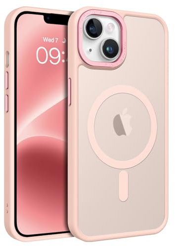 GaoBao Coque Magnétique pour iPhone 13/iPhone 14, [Compatible avec MagSafe] Housse Fine et Résistante Antichoc et Antidérapante pour iPhone 14 et iPhone 13, Rose Clair