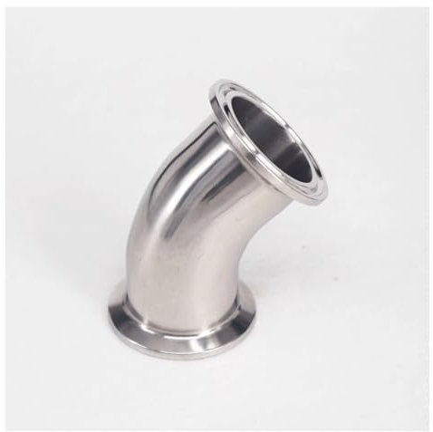 DSZUJTYROP Fit Tube O.D 38mm Tri Clamp 1.5 Ferrule O.D 50.5mm 304 Stainless Steel 45 Degree Elbow Pipe Fitting
