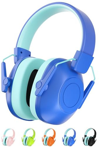 Kalence Cuffie antirumore per bambini, SNR 29 dB, cuffie antirumore per bambini con autismo, ideali per fuochi d'artificio, concerti, cinema, Blu-ciano, M