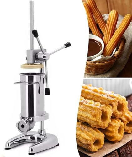 Macchina per churros manuale 2L/3L Macchina per churros commerciale Macchina per frutta latina in acciaio inossidabile con 5 ugelli Macchina per Churrera manuale,3L