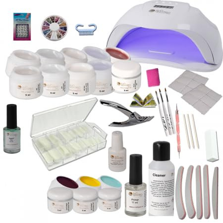 Sun Garden Nails Gelnägel Starterset 153PCS - UV Nagelset inkl. UV Lampe Nailzubehör - Nageldesign Set - UV Nagellack Aufbaugel Basegel