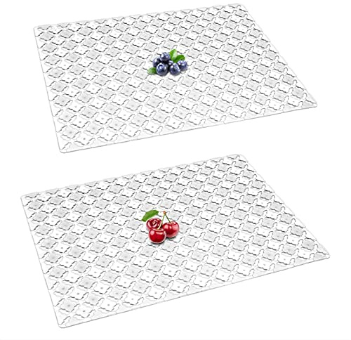 Spülbeckenmatte Zuschneidbar 2 Stück Spülbeckeneinlage, PVC Tischset Dekorativer Waschbeckenunterlage, Abtropfmatte Spüle für Küche Bad, 40x30cm