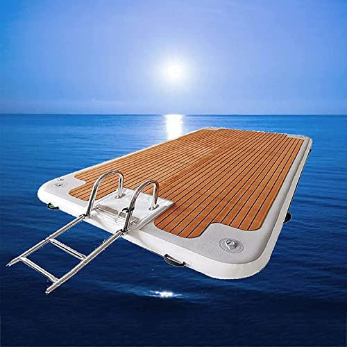 Schwimmendes Bett mit Edelstahlleiter, aufblasbares Plattform-Wasserdock, schwimmendes Angel-Schlauchboot für Yachten, 3,3 x 3 m