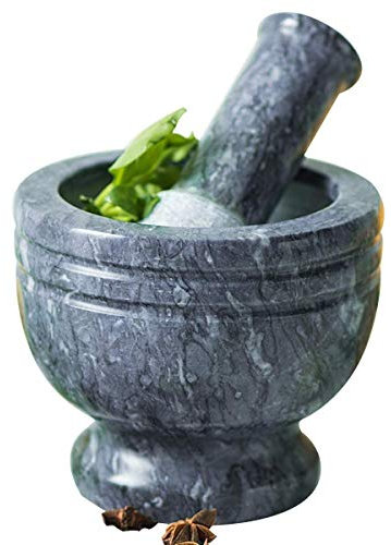 CCYENG Mortier et Pilon Ensemble de mortier et Pilon en marbre Naturel de qualité supérieure, Solide et Durable, broyeur à sel et à Poivre, pâte à moudre - Confortable et Facile à utilise