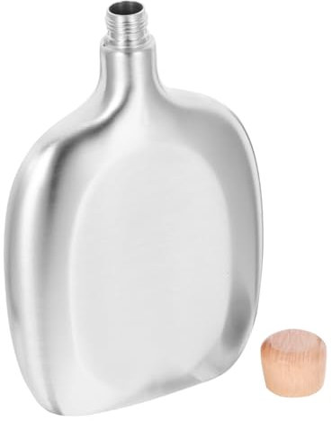 ERINGOGO Edelstahl Trinkflasche Mit Bambusdeckel Tragbarer Camping Flachmann Auslaufsicherer Outdoor Flasche Für Männer Leicht Und Kompakt Für Reisen Und Outdoor-aktivitäten