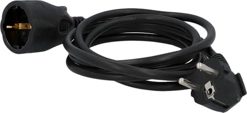 UNITEC Schuko - Prolunga H05VV-F3G 1,5 mm², IP20, 2 m, colore: Nero