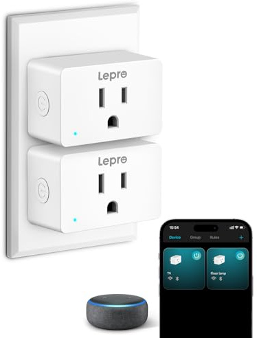 Lepro P1 Smart Plug Mini 15A, WiFi Outlet Plugs Compatible with Alexa & Google Assistant, Voice/APP Control, Timer & Group Controller, 2.4Ghz Only, ETL & FCC Certified, 2-Pack
