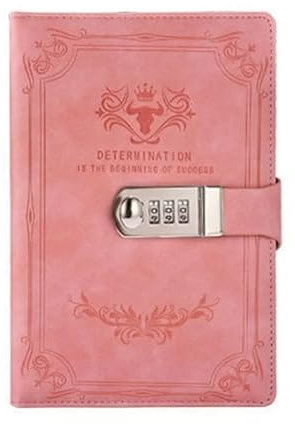 ROEUIPG Tagebuch Mit Schloss A5 200 Seiten Retro Passwort Buch mit Schloss Tagebuch Verdickt Kreative Hand Ledger Student Notizblock Schreibwaren Notebook Binder Für Männer Und Frauen(Pink)