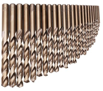 Jeu de 25 Forets Hélicoïdaux Au Cobalt Diamètre 1-13 mm Tige Droite M35 pour Métal Trempé Acier Inoxydable Bois et Plastique Pratique