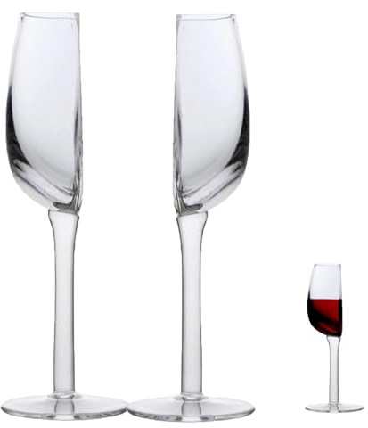 Half Wine Glass, 2 Pieces Champagne Glasses, Half Red Wine Cup, Wines Glass Cut in Half, Half Size Modern Wines Goblets, Red Cocktail Glasses Long Stemmed for Home Bar Home Decor Supplies
