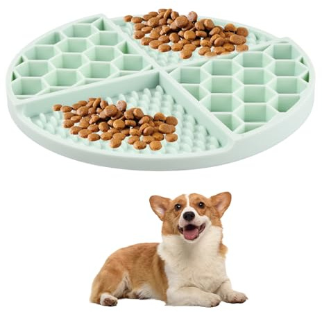 Anti-Schling-Napf für Katzen, Anti-Erbrechen-Hundenapf, Langsamfütterer, Schleckmatte für Hund mit großem Saugnapf, Schleckmatte für Katze für Nassfutter und Trockenfutter, Mintgrün