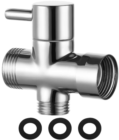FONGKNOX T-adapter with Shut-off Valve, Ceramic core, 3-way Connector Home Bathroom M/F Brass 1/2 T-type Toilet Bidet Sprayer Diverter Tap Shut Off Valve