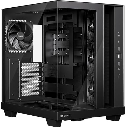 be quiet! Light Base 500 Caja para PC, Panel Frontal y Lateral Totalmente acristalados, diseño de Doble cámara, 4 Ventiladores Pure Wings 3 PWM, sin RGB, diseño de Conectores en la Parte Trasera