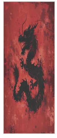 Grckit Tappetino da yoga con drago cinese rosso, 185,4 x 68,6 cm, superficie in pelle scamosciata, antiscivolo, asciugamano da yoga per hot yoga, pilates e allenamento, lavabile in lavatrice