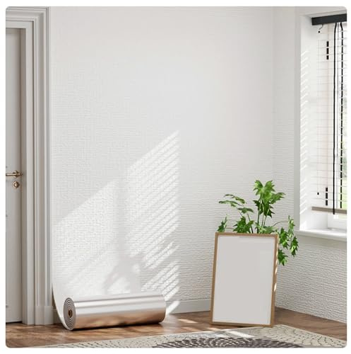 Selbstklebende Tapeten-Rolle - Dämmtapete für Innenwände, 3mm Isolierende Thermotapete, Wasserfest und Feuchtigkeitsbeständig Wandverkleidung für Wohnzimmer Schlafzimmer(Weiß,50x5000cm)