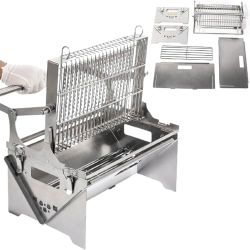 Grilles de cuisson pour barbecue rabattable en acier inoxydable, barbecue à charbon de bois rotatif à 360 ° portable, barbecue à charbon de bois de camping pliable et détachable