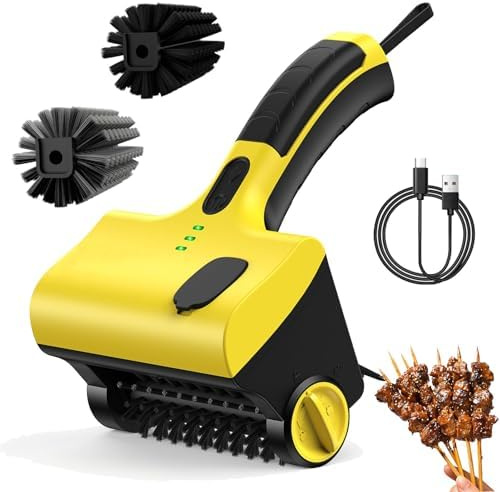 Limpiador eléctrico de barbacoa con cepillo giratorio inalámbrico recargable con tambor de acero inoxidable extraíble de 350 RPM para una limpieza segura y eficaz de la parrilla