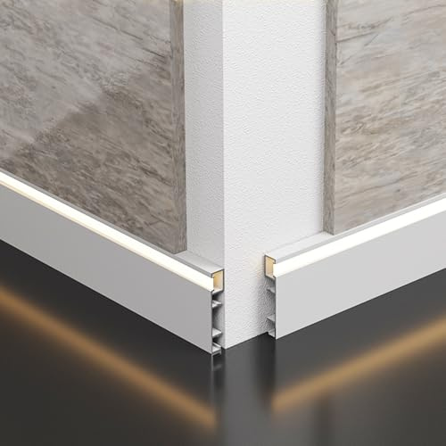 AMZBNEIDI Molduras de Aluminio para zócalos, Moldura de Techo con Canal LED de Aluminio Negro, 5 cm y 8 cm, Paquetes múltiples(H 5cm/2in,6 Pack)