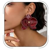 Orecchini pendenti da donna a forma di orchidea grande, in oro, gioielli alla moda, gioielli estivi per feste