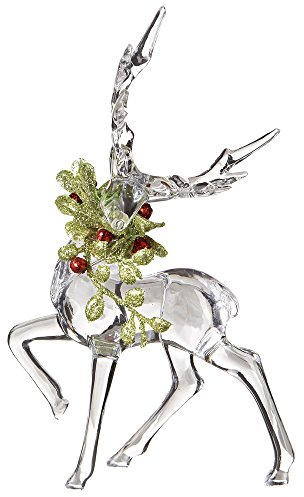 Ganz Kissing Krystals Christmas Acrylic 6in Mistletoe Reindeer Figurine KK343