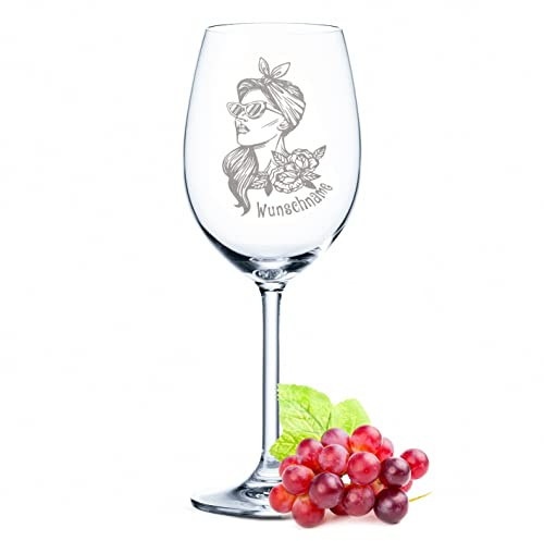 GRAVURZEILE XL Leonardo Weinglas im Rockabilly Girl Design mit Gravur eines Namen - originelle & lustige Geschenkidee als Geburtstagsgeschenk für Frauen – Geschenk für die Partnerin und beste Freundin