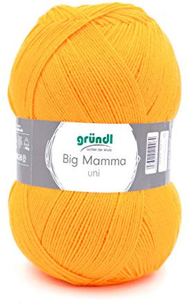 Gründl Wolle Big Mamma uni - XXL Wolle zum Stricken - Strickgarn - Weich und hautfreundlich - 100 % Polyacryl - 1 Knäuel 400 g / 1040 m - Nadelstärke 3,5- 4,5 - curry gelb