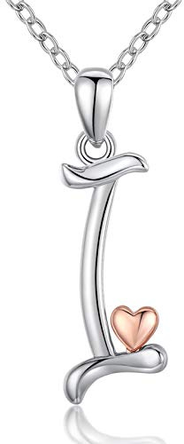 CELESTIA Mujer Collar Letras con Colgantes Inicial Nombre de Plata de Ley 925 Oro Rosa Joyas Personalizado Regalos para Hija Hermana Mujeres Joven Cumpleaños Navidad