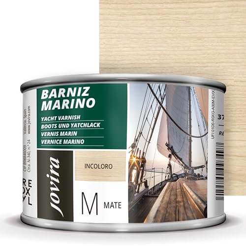 JOVIRA PINTURAS Barniz Marino. Para madera exterior-interior, incoloro-transparente. Especial resistencia en ambientes marinos. (375 Mililitros, Mate) K-54