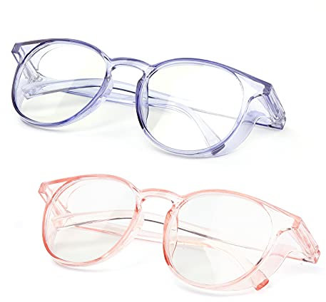 ALWAYSUV Pack de 2 gafas de protección antivaho, color azul, antipolvo, transparente Square para mujeres y hombres