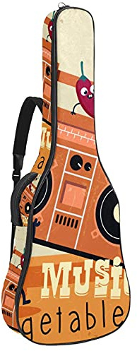 Gitarren-Gigbag, wasserdicht, Reißverschluss, weicher Gitarren-Rucksack für Bassgitarre, Akustik- und klassische Folk-Gitarre, Tasche, Gemüse, Musik, Party, Noten