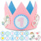 BONNYCO Corona Compleanno Bambina Unicorno Numeri Intercambiabili 0-9 e Personaggi a Tema Corona Primo Compleanno Bimba, Regalo Bambina 1 Anno | Cappellini Unicorno Festa Decorazioni Carnevale