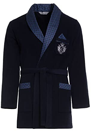 Revise RE-401 - Accappatoio corto da uomo, elegante, caldo, blu scuro C3, XXXXL