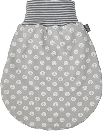 Lilakind“ Baby Kinder Winter Schlafsack Strampelsack Pucksack Gefüttert mit Reißverschluss Jersey Anker Grau Gr. M - Made in Germany