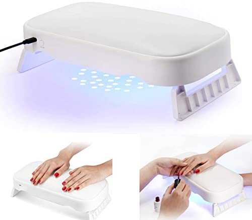 2 In 1 UV LED Nail Lamp with Arm Rest Pillow,48W Manicure Hand Rest Pillow Nail Dryer for Curing Gel Polish and Hand Rest