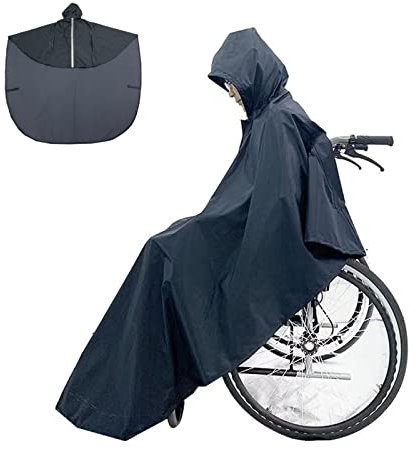 GAVALE Wasserdichter Regenponcho Für Rollstuhlfahrer, Der Poncho Für Den Rollstuhl Mit Kapuze, Universalgröße Rollstuhl Regenponcho Für Rollstühle, Mobilität Und Elektroroller,Schwarz