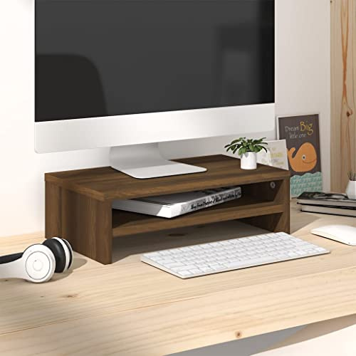 WIFESE BildschirmerhöHung MonitorerhöHung Monitor StäNder Monitor ErhöHung Bildschirm ErhöHung FüR Schreibtisch Tv ErhöHung Monitor Tisch 42x24x13 cm Monitorständer Braun Eichen-Optik Holzwerkstoff