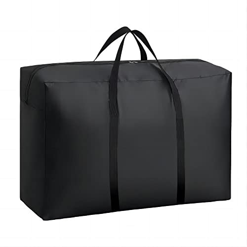 AURMOO 100L Aufbewahrungstasche für Kleidung, Oxford-Stoff Organisator-Beutel, Belastbare Aufbewahrungstasche Tragetasche, Faltbare Unterbett Kleiderschrank(L70xW25xH50cm, Schwarz, 2Pcs)