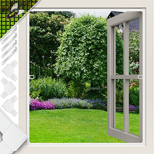 KESSER® Fliegenschutzgitter für Fenster | 120 x 140 cm | mit Aluminium Rahmen Fliegengitter Fliegenschutz Insektenschutz, mückengitter, moskitonetz, Spannrahmen, ohne Bohren und Schrauben Weiß