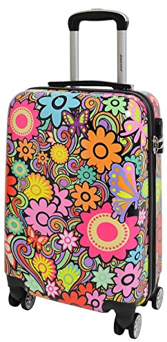House Of Leather Valise rigide à quatre roues avec imprimé floral
