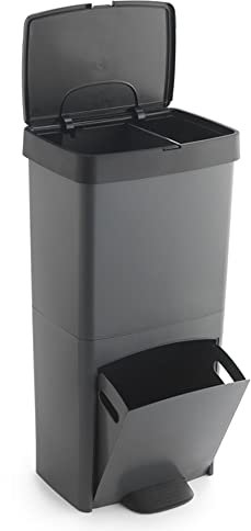 WELL HOME MOBILIARIO & DECORACIÓN Poubelle ou poubelle de recyclage 70L, VERTICALE, 2 Compartiments, Poubelle, 76 cm, gestion facile