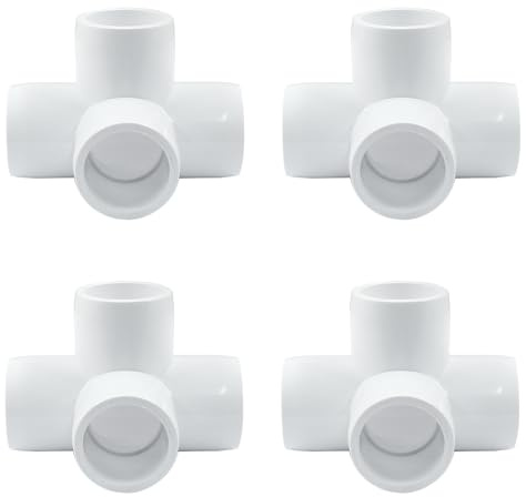 Biaungdo 1/2 PVC Pipe Fitting 4 Way Elbow Connector, White