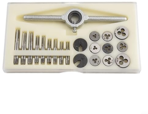 Gbtdoface 31-teiliges Gewindebohrer-Set, Mini-HSS-Gewindebohrer und Schneideisen-Set, M1-M2.5 HSS metrisches Gewindebohrer und Schneideisen-Set, Gewindebohrer